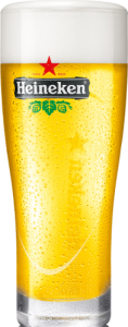 Vier gratis Ellipse Heineken glazen bij een krat Heineken bier